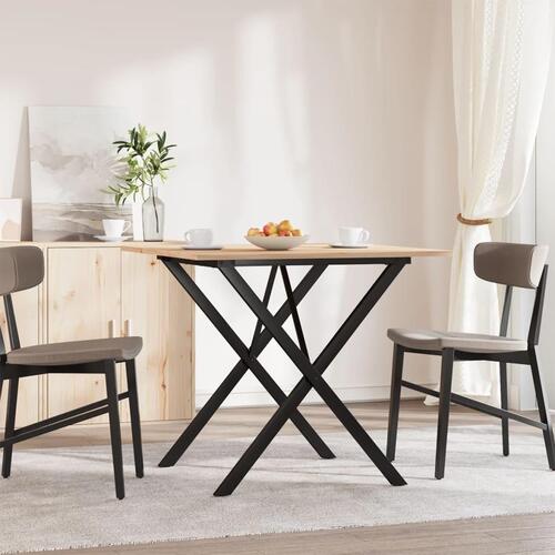 Spisebord 90x90x75 cm X-stel massivt fyrretræ og stål