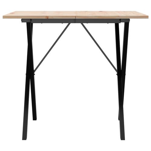 Spisebord 90x90x75 cm X-stel massivt fyrretræ og stål