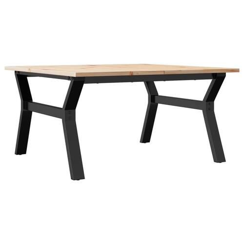 Sofabord 80x80x45 cm Y-stel massivt fyrretræ og stål
