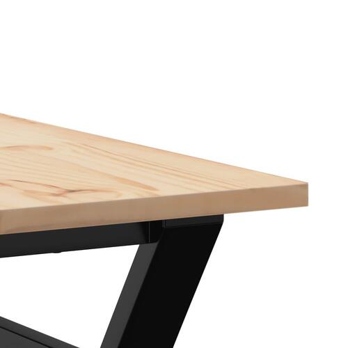 Sofabord 80x80x45 cm Y-stel massivt fyrretræ og stål