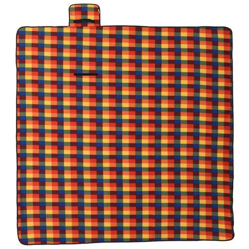Picnictæppe 200x200 cm foldbart fløjl ternet flerfarvet