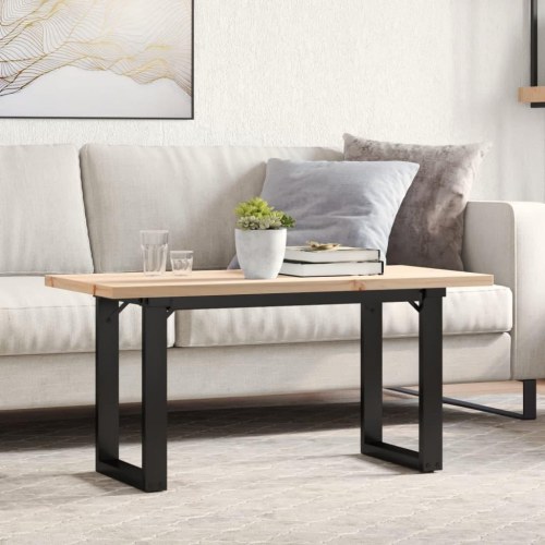 Sofabord 90x40x45,5 cm O-stel massivt fyrretræ og stål
