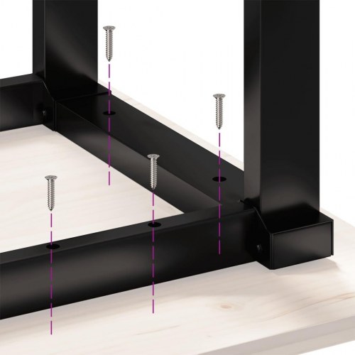 Sofabord 90x40x45,5 cm O-stel massivt fyrretræ og stål