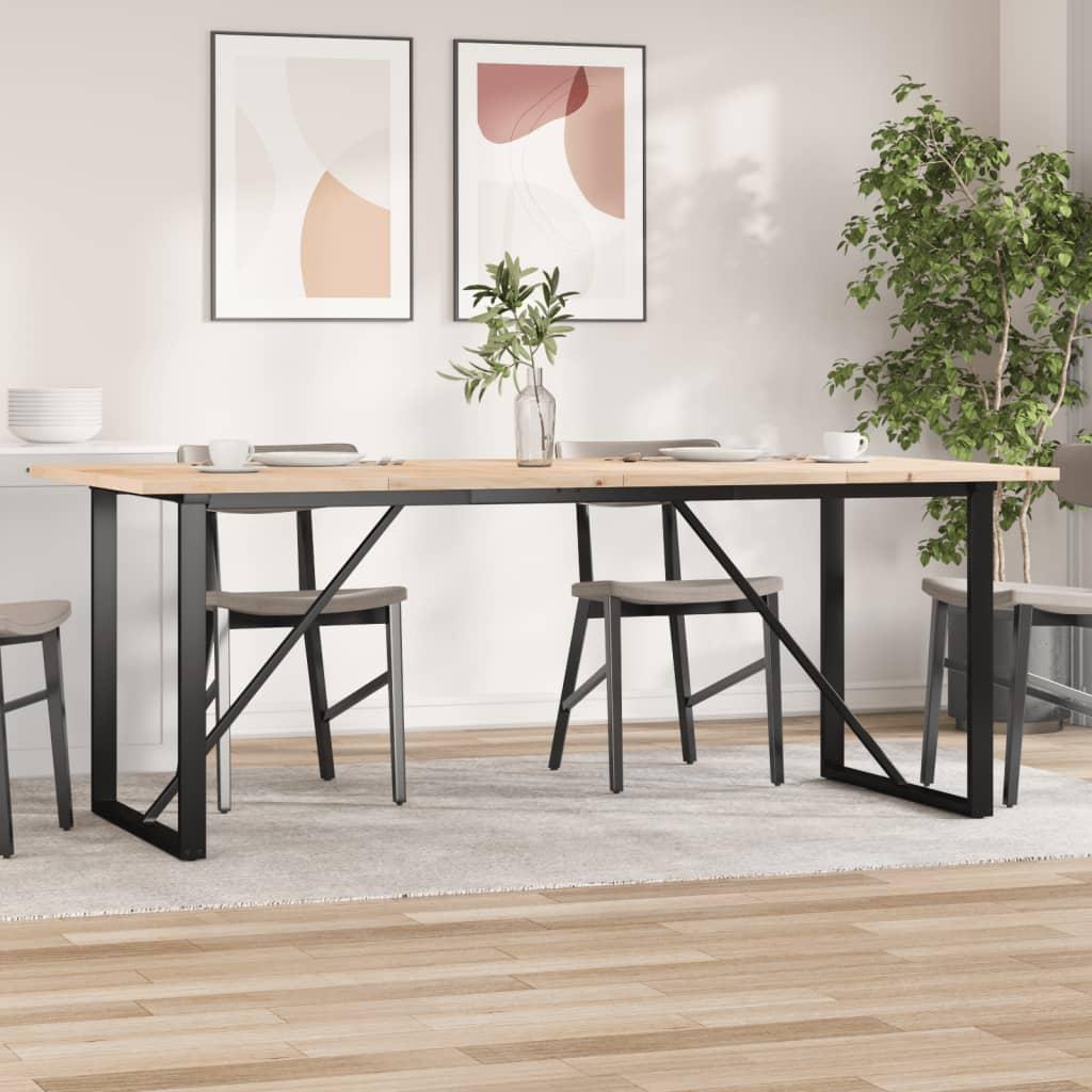 Spisebord 200x100x75,5 cm O-stel massivt fyrretræ og stål