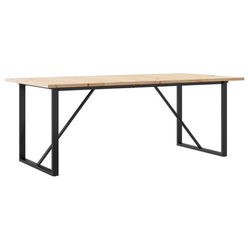 Spisebord 200x100x75,5 cm O-stel massivt fyrretræ og stål
