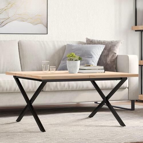 Sofabord 90x90x45,5 cm X-stel massivt fyrretræ og stål
