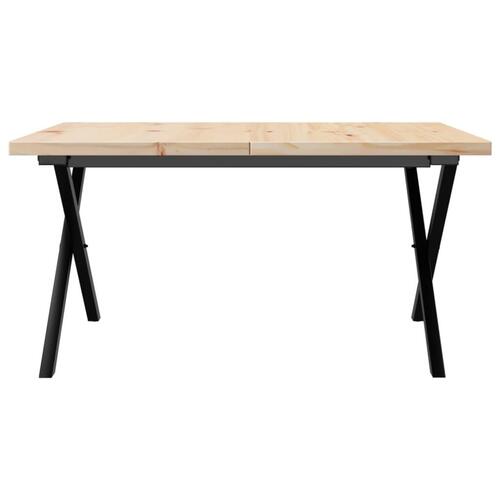 Sofabord 90x90x45,5 cm X-stel massivt fyrretræ og stål