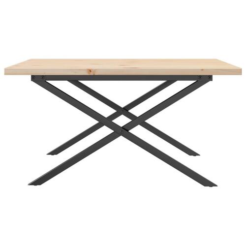 Sofabord 90x90x45,5 cm X-stel massivt fyrretræ og stål