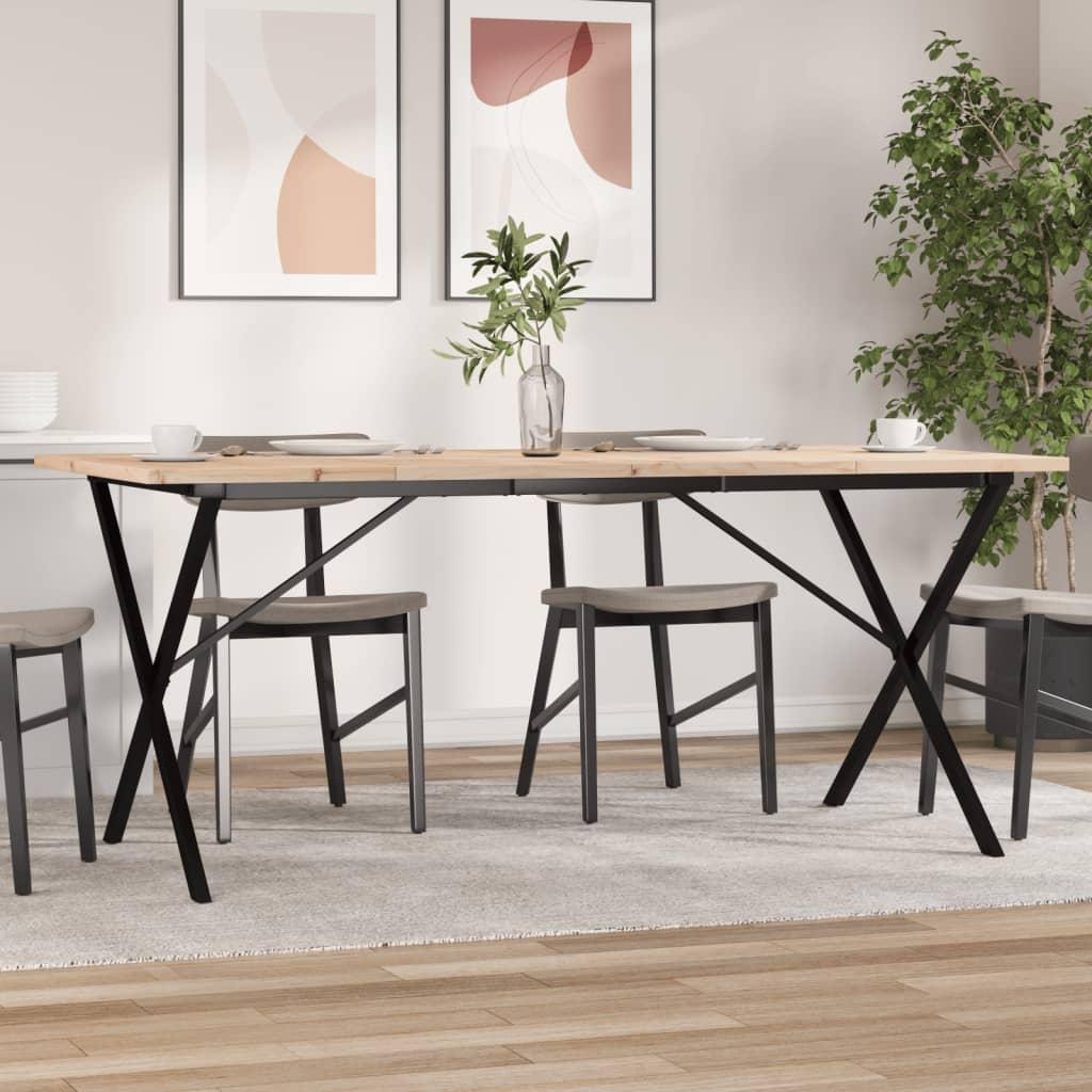 Spisebord 180x90x75,5 cm X-stel massivt fyrretræ og støbejern