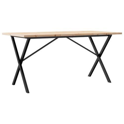 Spisebord 140x80x75,5 cm X-stel massivt fyrretræ og støbejern