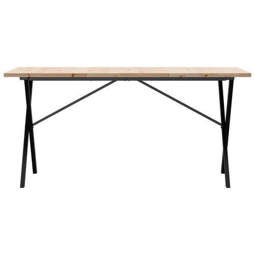 Spisebord 140x80x75,5 cm X-stel massivt fyrretræ og støbejern