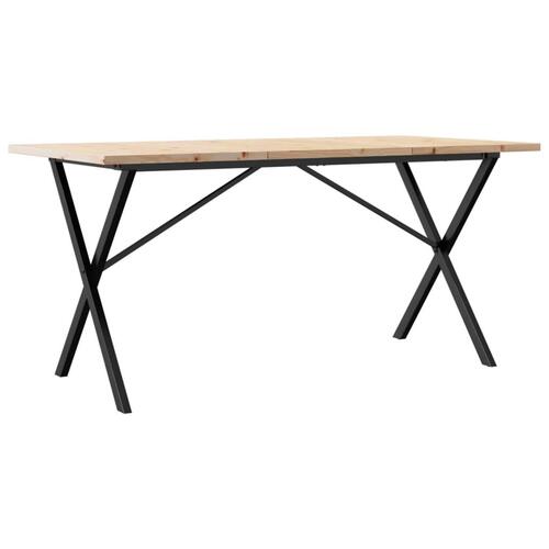 Spisebord 140x80x75,5 cm X-stel massivt fyrretræ og støbejern