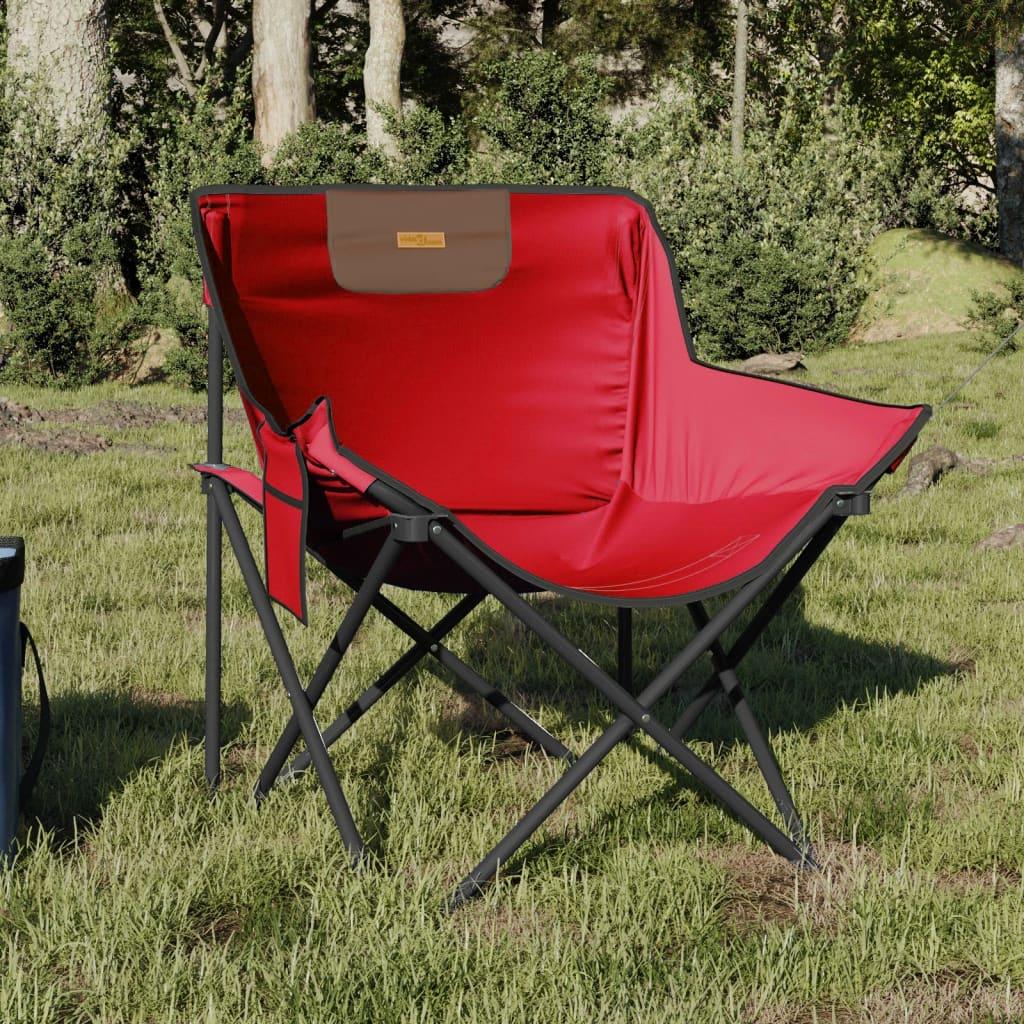 Campingstole med lommer 2 stk. foldbar rød