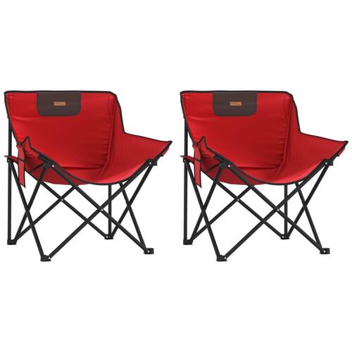 Campingstole med lommer 2 stk. foldbar rød