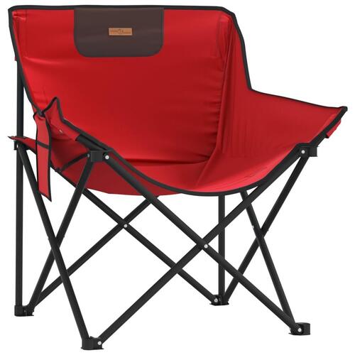 Campingstole med lommer 2 stk. foldbar rød