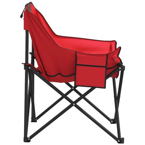 Campingstole med lommer 2 stk. foldbar rød
