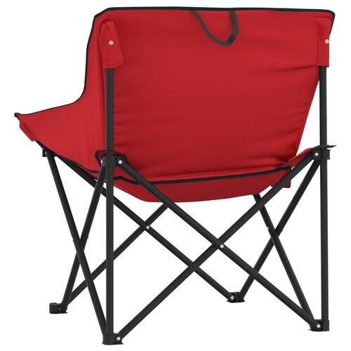 Campingstole med lommer 2 stk. foldbar rød