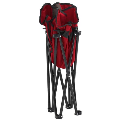 Campingstole med lommer 2 stk. foldbar rød