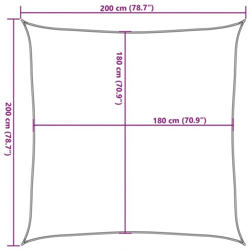 Solsejl 2×2 m - lysegrå HDPE 160 g/m², firkantet