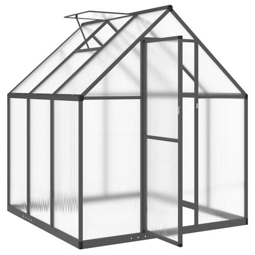 Drivhus med fundamentramme 169x169x195 cm aluminium antracitgrå