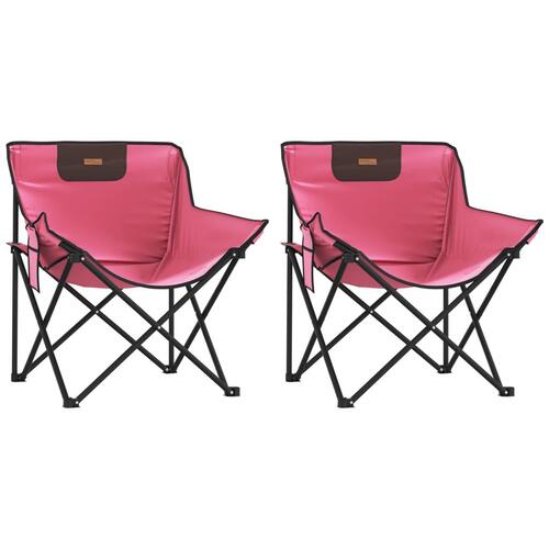 Campingstole med lommer 2 stk. foldbar lyserød