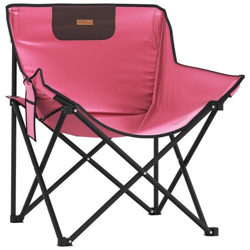 Campingstole med lommer 2 stk. foldbar lyserød