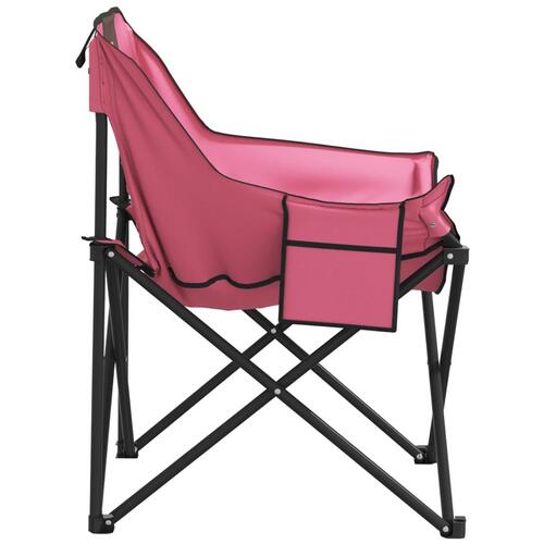 Campingstole med lommer 2 stk. foldbar lyserød
