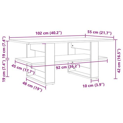 Sofabord 102x55x42 cm konstrueret træ betongrå