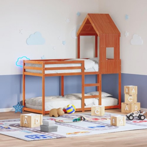 Stel til husseng 60x99x139,5 cm massivt fyrretræ gyldenbrun