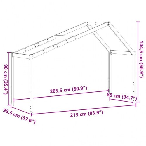 Stel til husseng 213x95,5x144,5 cm massivt fyrretræ gyldenbrun