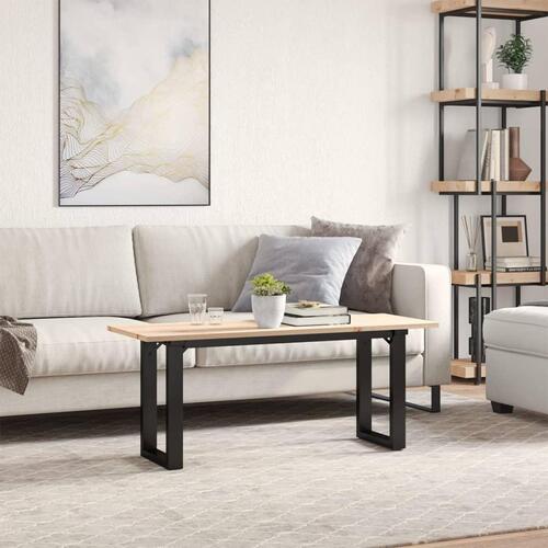 Sofabord 110x40x45 cm O-stel massivt fyrretræ og stål