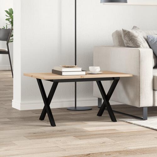 Sofabord 80x50x40 cm X-stel massivt fyrretræ og stål