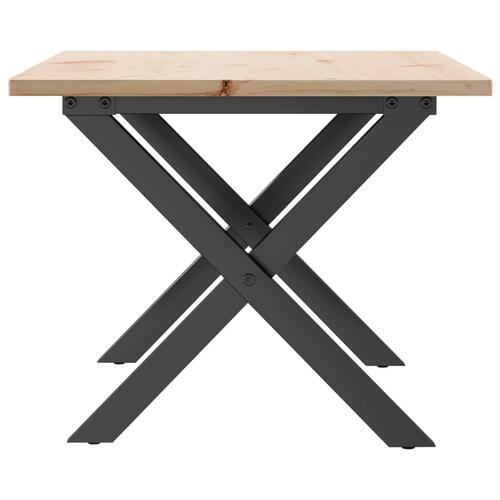 Sofabord 80x50x40 cm X-stel massivt fyrretræ og stål