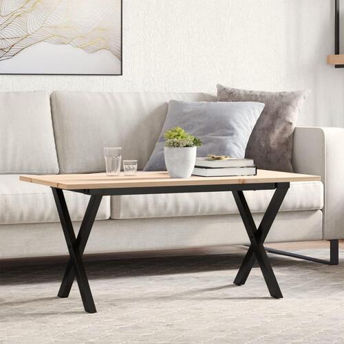 Sofabord 90x40x45 cm X-stel massivt fyrretræ og stål