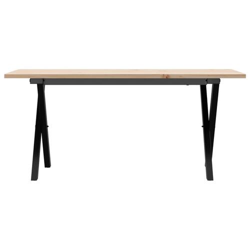 Sofabord 90x40x45 cm X-stel massivt fyrretræ og stål