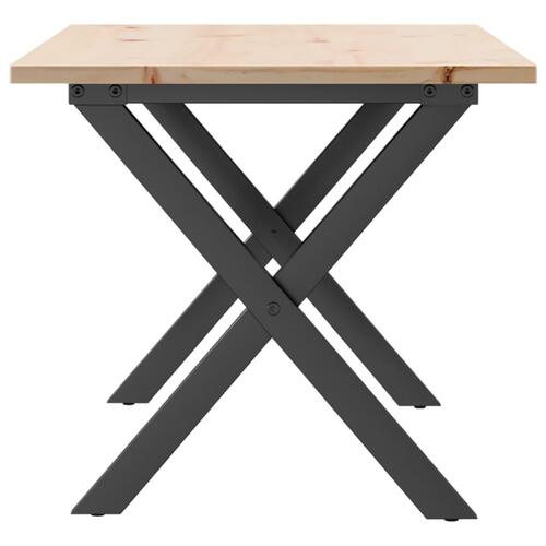 Sofabord 90x40x45 cm X-stel massivt fyrretræ og stål