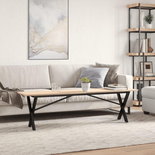 Sofabord 160x40x45 cm X-stel massivt fyrretræ og stål
