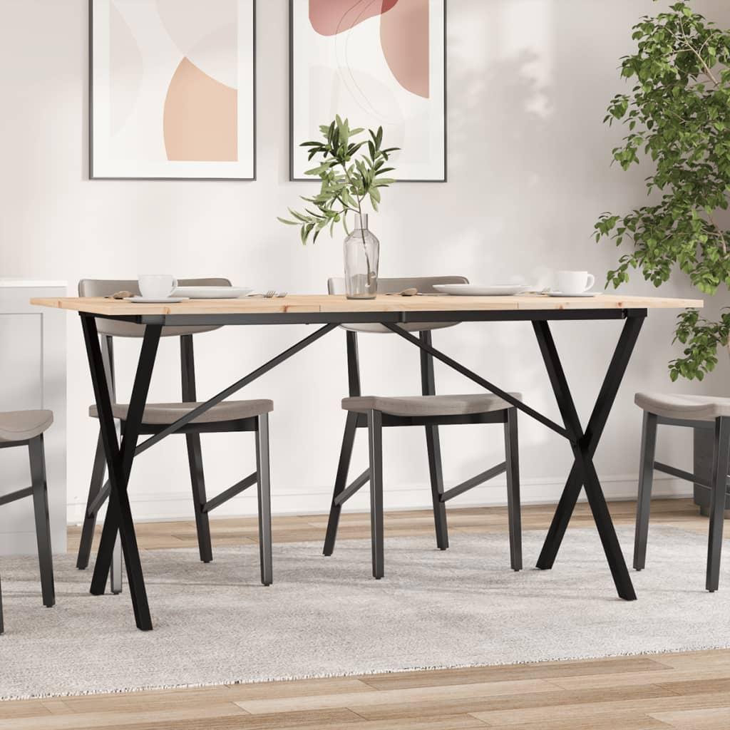 Spisebord 160x80x75 cm X-stel massivt fyrretræ og stål