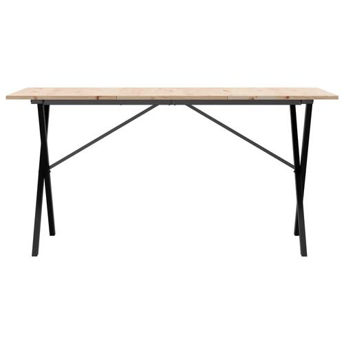 Spisebord 160x80x75 cm X-stel massivt fyrretræ og stål