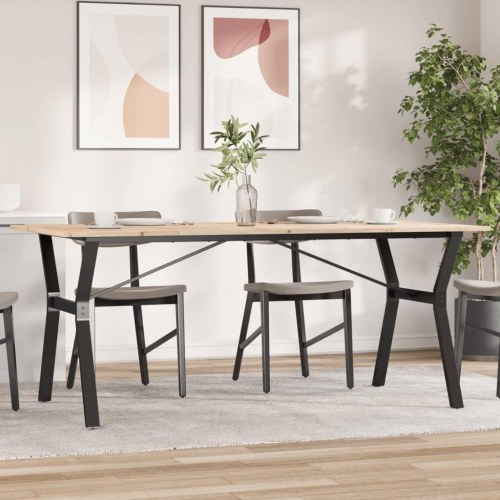 Spisebord 180 x 90 x 75 cm med Y-stel i massivt fyrretræ og stål