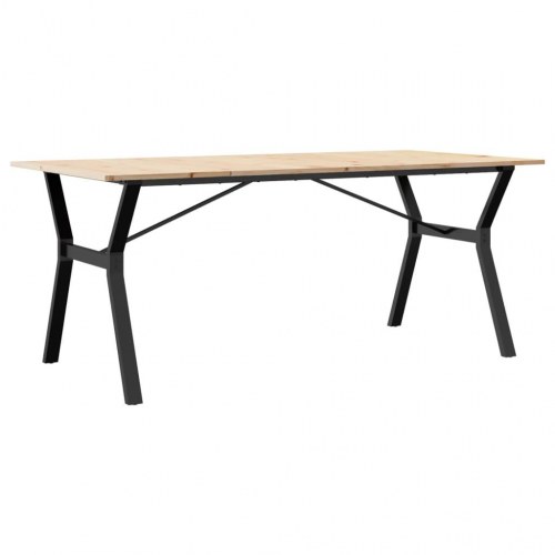 Spisebord 180 x 90 x 75 cm med Y-stel i massivt fyrretræ og stål