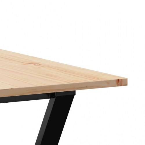 Spisebord 180 x 90 x 75 cm med Y-stel i massivt fyrretræ og stål