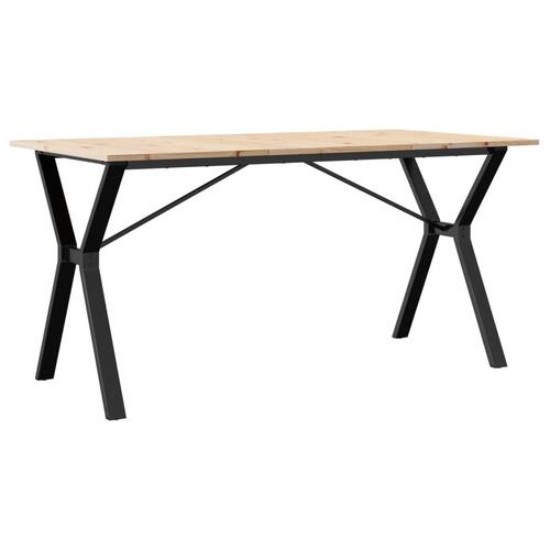 Spisebord 140x80x75 cm Y-stel massivt fyrretræ og støbejern