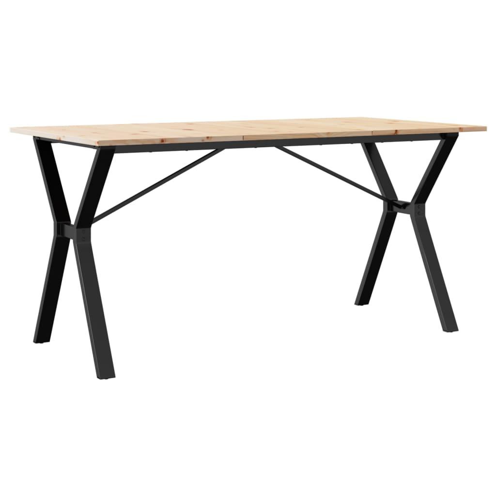 Spisebord 140x80x75 cm Y-stel massivt fyrretræ og støbejern