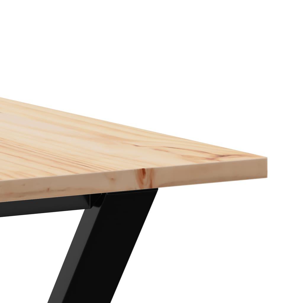 Spisebord 140x80x75 cm Y-stel massivt fyrretræ og støbejern