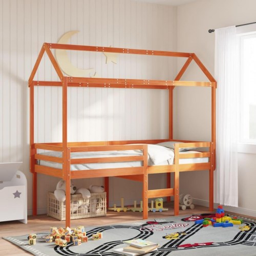 Stel til husseng 207x80,5x151,5 cm massivt fyrretræ gyldenbrun