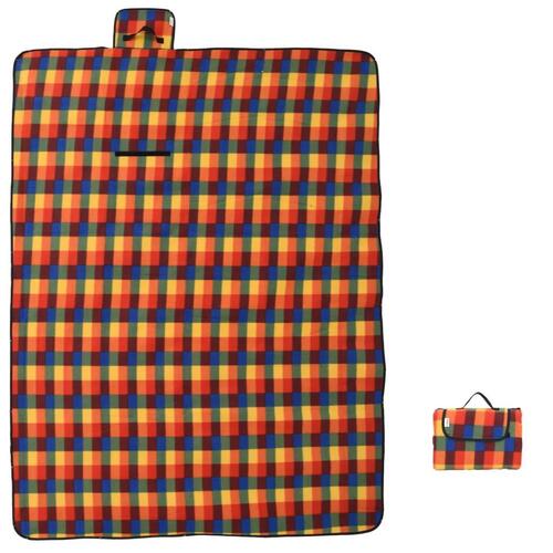 Picnictæppe 200x150 cm foldbart ternet fløjl flerfarvet
