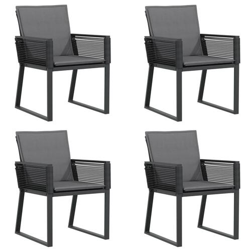 Havestole med hynder 4 stk. polyrattan sort