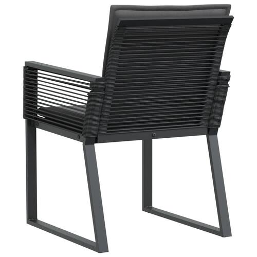 Havestole med hynder 4 stk. polyrattan sort
