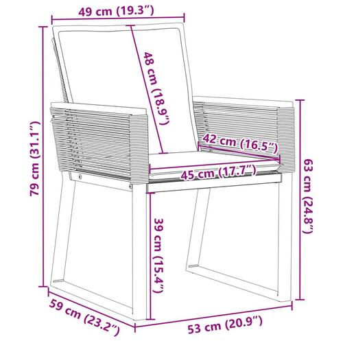 Havestole med hynder 4 stk. polyrattan sort